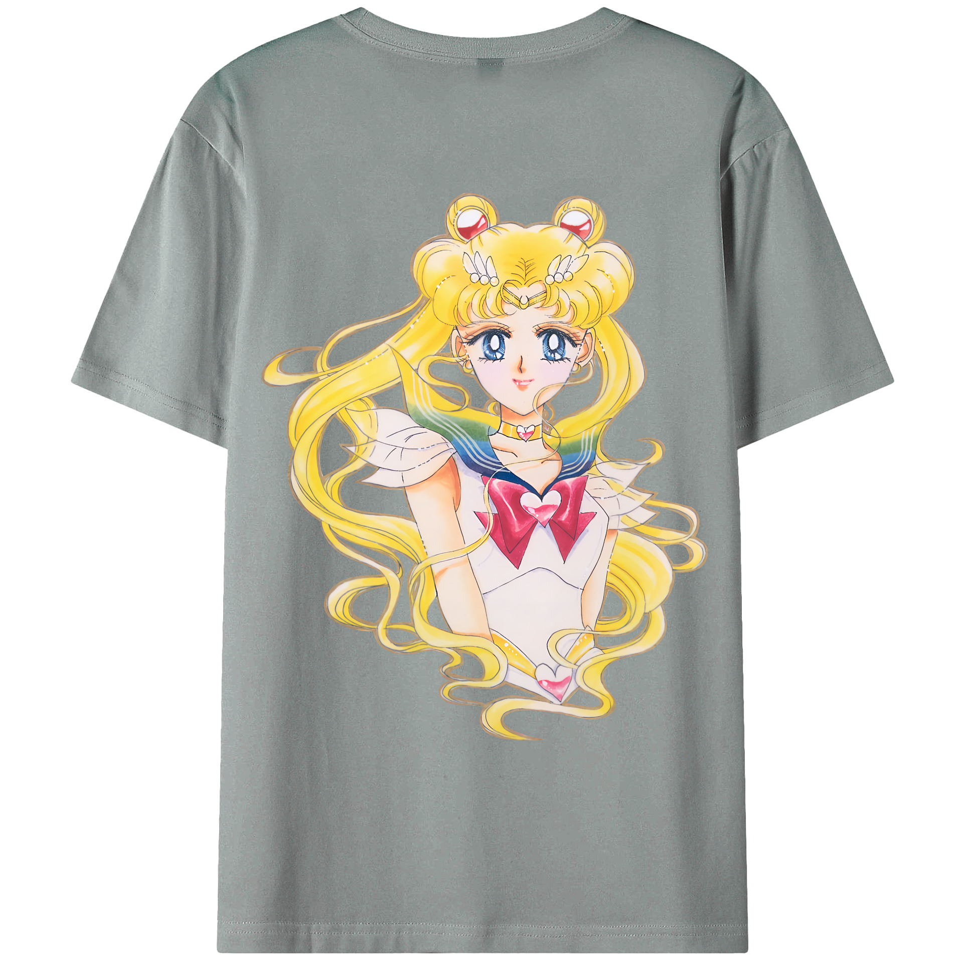 （画像用） 美少女戦士セーラームーン 月野 うさぎ つきの うさぎ Sailor Moon Tsukino Usagi 綿100％ メンズ半袖Tシャツ（バックプリント） 通気性